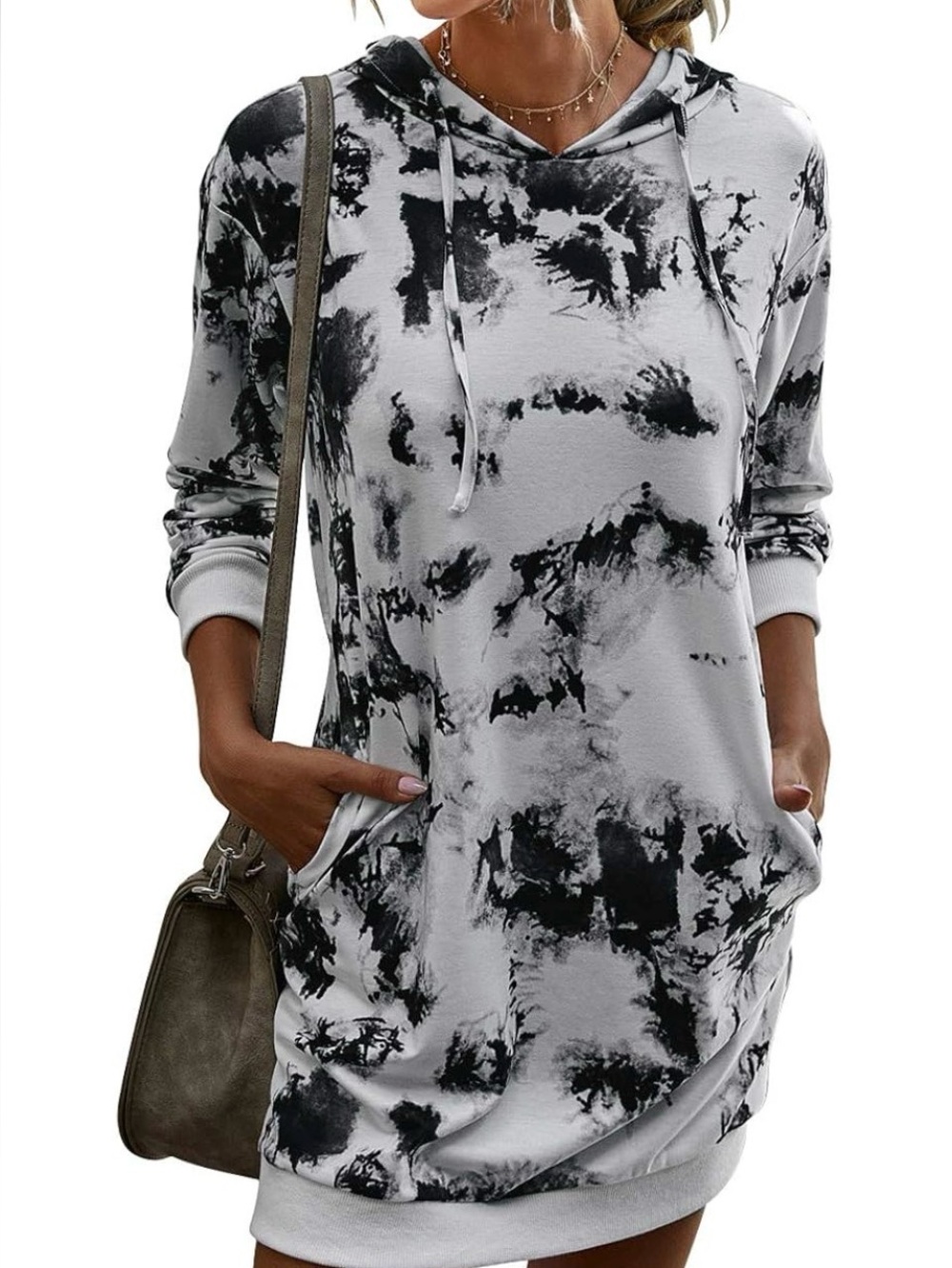 Logene Women’s Casual Long Sleeve Pullover Hoodie Dress with Pockets